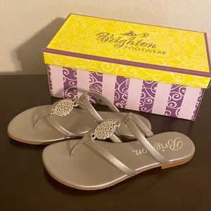 NEW Brighton Atoll Zinc Pearl Leather Sandals